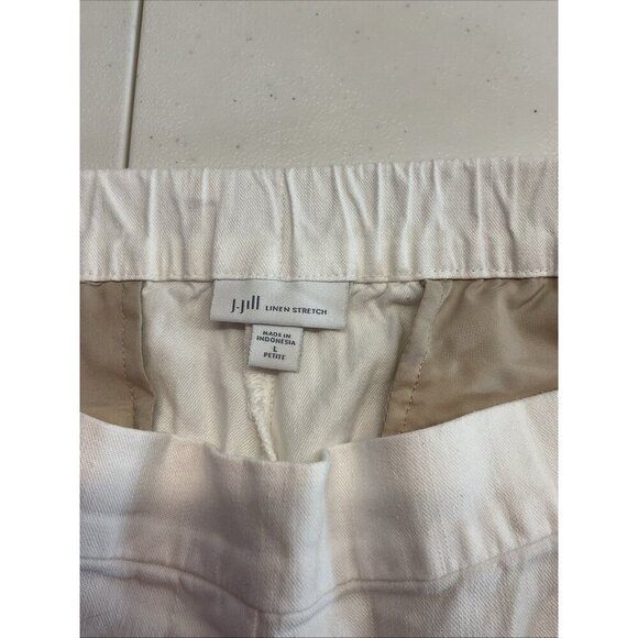 J Jill Linen Blend Capri Pants Elastic Waist Large White Beach Coastal Summer‎ - Picture 4 of 12